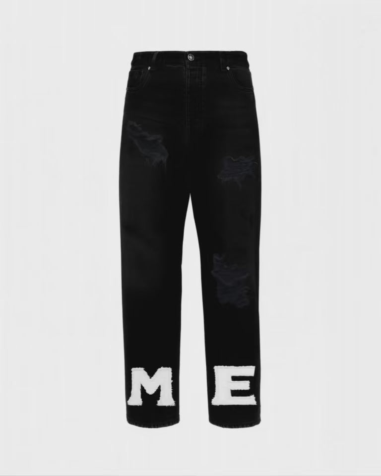 ME STACKED DISTRESSED DENIM JEANS